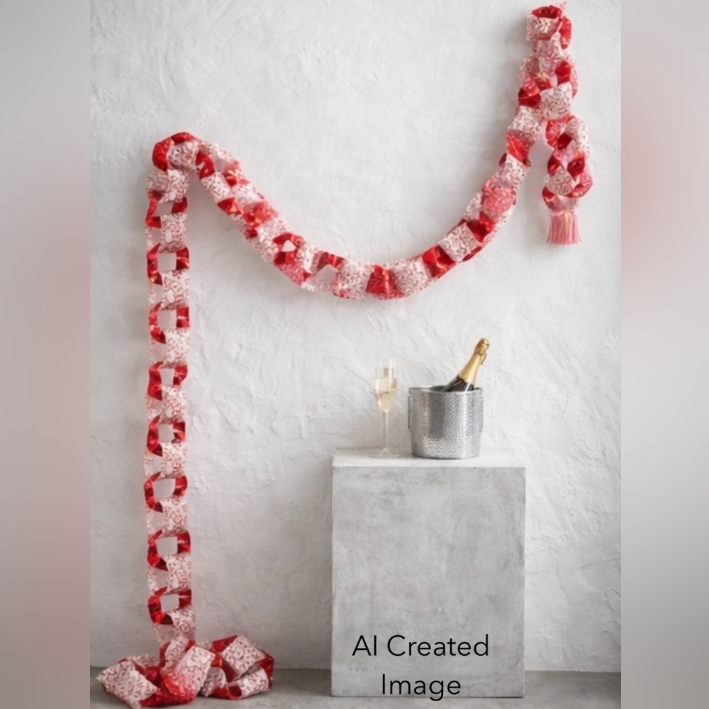 Handmade Pink & Red Sequined Velvet Chain Garland Bachelorette Birthday Party